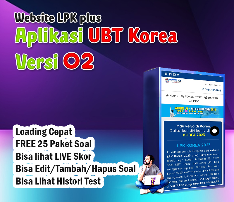 Website LPK plus Aplikasi UBT Korea 2023 VERSI 02